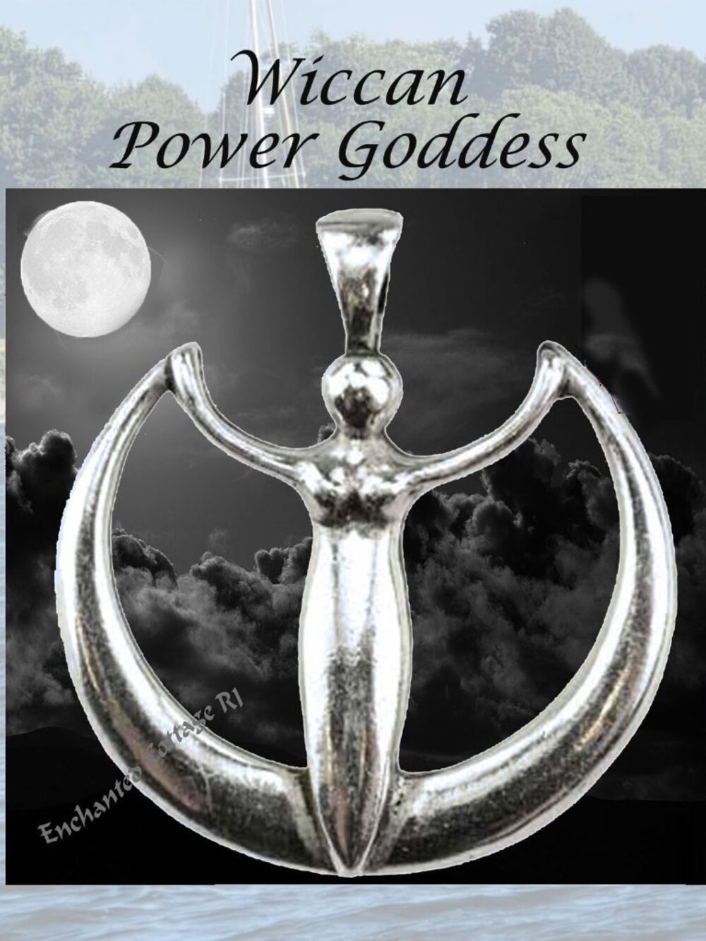 𝑾𝒊𝒄𝒄𝒂 𝑷𝑶𝑾𝑬𝑹 𝑮𝒐𝒅𝒅𝒆𝒔𝒔 Crescent Moon Amulet Necklace